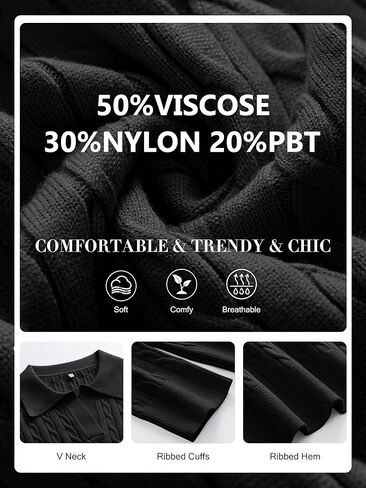 ANRABESS المرأة كابل متماسكة البلوزات طويلة الأكمام الخامس الرقبة سترة بلايز بلوزة كاجوال قمصان بولو 2024 خريف موضة وتتسابق in Kuwait