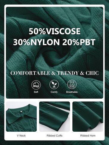 ANRABESS Womens Cable Knit Sweaters Long Sleeve V Neck Sweater Tops Casual Pullover Polo Shirts 2024 Fall Fashion Outfits in Kuwait