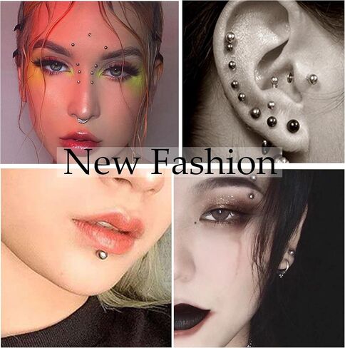 ثقب وهمي حلقة الحاجب وهمية وهمية الشفاه Labret ترصيع استبدال الكرات سبايك مع 100 قطعة ملصق غير خارقة حلقات الأنف هوب الجسم مجوهرات وهمية ثقب الجلد 3 مم 4 مم 5 مم in Kuwait