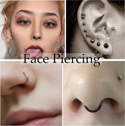 ثقب وهمي حلقة الحاجب وهمية وهمية الشفاه Labret ترصيع استبدال الكرات سبايك مع 100 قطعة ملصق غير خارقة حلقات الأنف هوب الجسم مجوهرات وهمية ثقب الجلد 3 مم 4 مم 5 مم in Kuwait