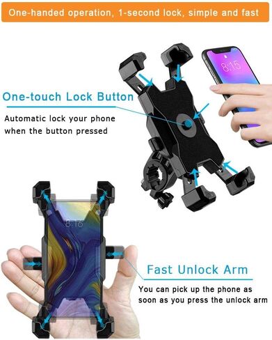 2024 Upgraded Bike Phone Mount, Easy Install and Quick Release Bicycle - Motorcycle Handlebar Phone Mount Holder, Bike Phone Holder for iPhone and More 4.7-6.8 inch Cell Phone in Saudi Arabia