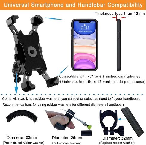 2024 Upgraded Bike Phone Mount, Easy Install and Quick Release Bicycle - Motorcycle Handlebar Phone Mount Holder, Bike Phone Holder for iPhone and More 4.7-6.8 inch Cell Phone in Saudi Arabia