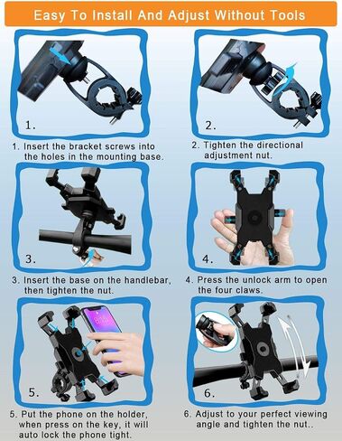 2024 Upgraded Bike Phone Mount, Easy Install and Quick Release Bicycle - Motorcycle Handlebar Phone Mount Holder, Bike Phone Holder for iPhone and More 4.7-6.8 inch Cell Phone in Saudi Arabia