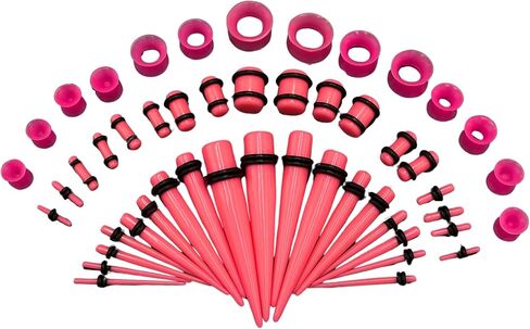 50PCS Acrylic, Silicone Ear Stretching Kit: Lightweight Tapers, Tunnels & Plugs for Starter Expanders, Body Piercing Jewelry Earring Gauges Gauging Set for Men, Women (Size: 14G-0000G, Turquoise) in Saudi Arabia