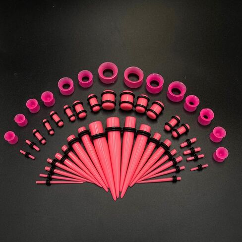 50PCS Acrylic, Silicone Ear Stretching Kit: Lightweight Tapers, Tunnels & Plugs for Starter Expanders, Body Piercing Jewelry Earring Gauges Gauging Set for Men, Women (Size: 14G-0000G, Turquoise) in Saudi Arabia