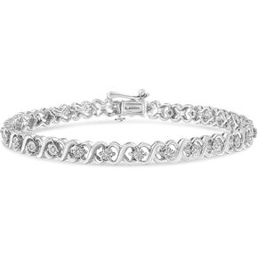 .925 Sterling Silver 1/6 Cttw Miracle Set Diamond Infinity Link and Station Tennis Bracelet (I-J Color, I3 Clarity) - 7.25" Inches