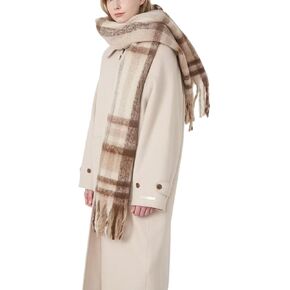 Womens Large Chunky Color Block Tassel Scarf Oversized Thick Scarves Long Shawl Fashion Winter Warm Blanket Scarf