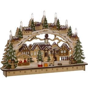 Kurt S. Adler Kurt Adler 13.75-Inch Village Tablepiece, Tan