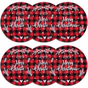 Christmas Placemats Set of 6 Faux Leather Washable Dining Table Mats 13Inch Round Heat Resistant Wipeable Waterproof Placemats for Holiday Parties Dinner Home Kitchen Decor Winter Truck Xmas Tree Mats
