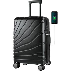 VANKEAN Carry On Luggage with Spinner Wheels & TSA Lock, Expandable Fashionable Hard Shell Suitcase airline approved，20 Inch Carry-On，Lake Blue