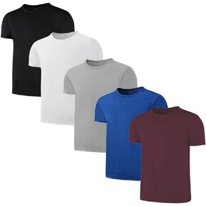 5-Pack Kids/Boys/Youth Mesh Athletic Quick Dry Shirts Youth Activewear Moisture Wicking Short Sleeve T-Shirts（Age 4-15Years）