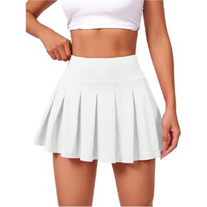 SOLY HUX Women's Pleated Tennis Skirt Athletic Mini Skirt with Shorts High Waisted Golf Running Workout Skort