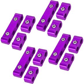 4 Set 8mm Car Engine Spark Plug Wire Separator Looms Divider Organizer Clamp Aluminum Alloy Purple Replacement