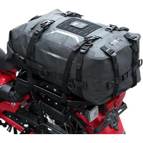 KEMIMOTO Motorcycle Tail Bag Waterproof Motorcycle Saddle Bag Bag Backpack Dry Bag Sissy Bar Bag Travel Luggage Bag 35L Adventure Sport Motorcycle Motorbike Rear Rack Trunk Bag with Shoulder Straps