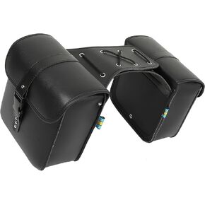 Motoforti Universal Motorcycle Saddlebag Side Tool Bags, Waterproof Cycling Luggage Bag, 10.24"x4.33"x9.45", Faux Leather, Black, 1 Pair
