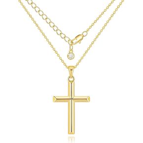 Gold Cross Necklaces for Women 14K Gold Cross Chain Cross Necklace for Women Gold Cross Pendant Cross Necklace Faith Gold Jewelry for Women 30/37MM