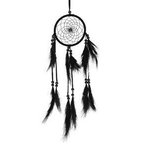 Feather Dream Catcher, Handmade Macrame Dreamcatcher, Wall Hanging Dream Catchers for Home Car Decoration(Black)