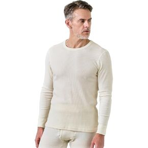 Men's Thermal Cotton Waffle Shirt Midweight Base Layer Long Sleeves Crew Top M58