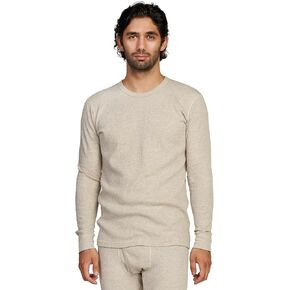Men's Thermal Cotton Waffle Shirt Midweight Base Layer Long Sleeves Crew Top M58 in Kuwait