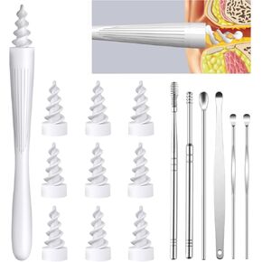3 in 1 Ear Wax Removal, Q-Grips Ear Wax Removal Tool Reusable and Washable Replacement Soft Silicone Tips for Cleaner Earwax, Ear Wax Removal Kit Contains 3 Types of Ear Cleaner Tools (Milky White)