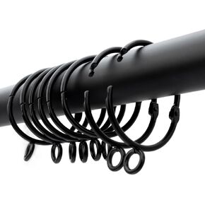 25PCS Openable Curtain Rings with Eyelets, 1.5 Inch Inner Diameter Metal Curtain Rings Fits up to 1.25 in Diameter Curtain Rod, Heavy Duty Drapery Rings