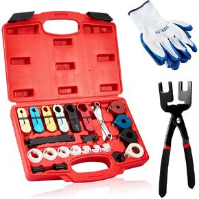 Master Quick Disconnect Tool Set Fuel Line Disconnect Tool Kit with Fuel Line Removal Pliers for AC Fuel Line Transmission Systems,Red