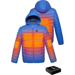 Heated Jacket, Lightweight Heating Jackets with 12V/5A Power Bank, 6 Areas Winter Coat for Men and Women