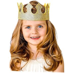 birdyboutique.com Fun Play Time Glitter Stretch Crown in Gold Boy or Girl Toddler Dress Up Halloween costume