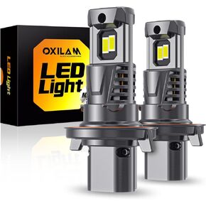 OXILAM H13 9008 Light Bulbs, 800% Ultra Brightness, 6500K White Fog Bulb, Wireless, Plug and Play Halogen Replacement, Pack of 2