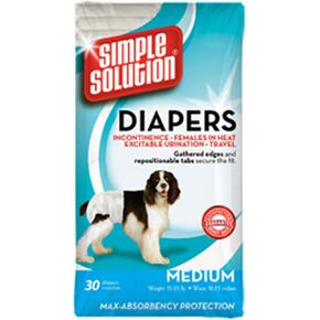 Simple Solution Disposable Dog Diapers for Female Dogs | Super Absorbent Leak-Proof Fit | Medium | 30 Count