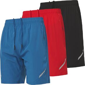 Ultra Performance Gym Shorts Men 3 Pack Mens Nylon Stretch Athletic Running Shorts for Men with Zipper Pockets 6 “ Inseam