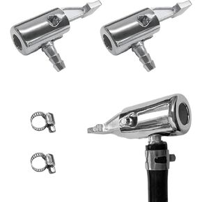 2 PCS 1/4" Locking All Metal Air Chuck, Portable Lock on Tire Inflator with Barb Connector, Tire Inflator with Hose Clamp for Hose Repair Inflate Chuck, Car Accessories