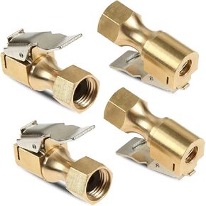 Mtsooning 4PCS Air Chuck with Clips,1/4inches Female NPT Closed Flow Air Chucks with Connector Compatible with Tire Inflator Gauge Compressor Accessories