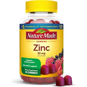 Nature Made Extra Strength Zinc Supplements 30 mg, Dietary Supplement for Immune Health and Antioxidant Support, 60 Zinc Gummies, 30 Day Supply