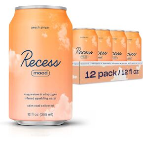 Recess Mood Magnesium & Adaptogen Drink, Relaxation Beverage, 12 ounce (Variety Pack, 12 pack)