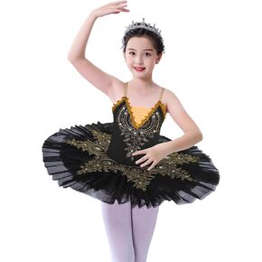 Girls' Camisole Skirted Leotards Swan Dance Performance Costumes Sequin Lace Ballet Dress Tutu Skirt