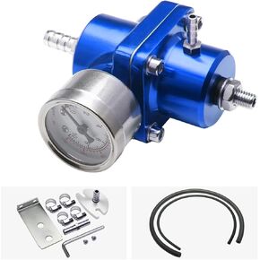 Adjustable Fuel Pressure Regulator With Gauge Hose 0-140 PSI Universal 6AN FPR Kit Aluminum Red