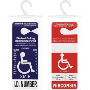 2 Pack Portable Handicap Placard Holder | Disability Placard Holder for Car | Parking Permit Protector for Handicap Placard with Hanger, Handicap Parking Sign for Disabled Person | Handicap Placard