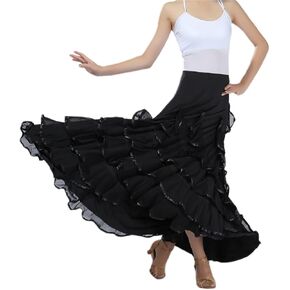 CISMARK Elegant Ballroom Dancing Latin Dance Party Long Swing Race Skirt