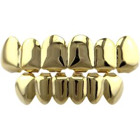 OOCC 18k Gold Plated Grills Hip Hop Teeth Grillz Caps Top and Bottom Set for Your Teeth
