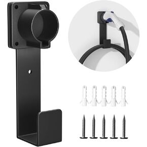 EV Charger Holder-J1772 Connector, Nozzle Holster Dock and J-Hook Combination, EV Cable Holder Wall-Mount Electric Vehicle Charger.