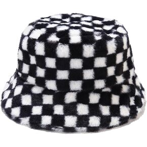 Umeepar Winter Faux Fur Fuzzy Bucket Hat Fluffy Warm Hat for Women Men