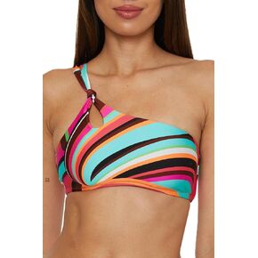 Trina Turk Women's Swoop Knotted One Shoulder Bikini Top, Adjustable, Tie Back, Swimwear Separates