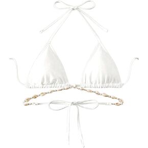 SOLY HUX Bikini Tops for Women Triangle Swimsuit Tops Halter Tie Back Bathing Suit