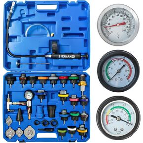 Radiator Pressure Tester Kit and Vacuum Refill Kit, 34PCS Universal Coolant Pressure Tester and Vacuum Refill Kit for Most Cars Trucks