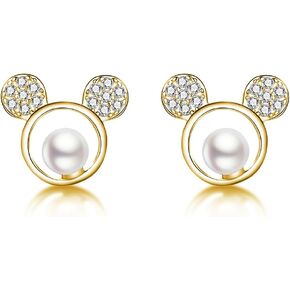 SLUYNZ Solid 925 Sterling Silver Sparkling CZ Mouse Studs Earrings for Women Teens Cute Mouse Earrings