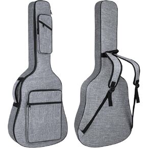 Acoustic Guitar Bag 11mm Padding Waterproof Guitar Case for 39 40 41 Inch Guitar Gig Bag Backpack with Neck Strap and Pocket, White Zipper