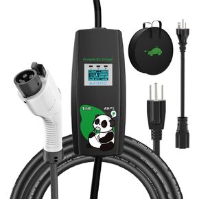 Magoo Portable EV Charger, Electric Vehicle Portable Charger with 25FT Cable, 6-16A 110-230V Level 1 EV Charging Station for J1772 Electric Cars with NEMA 5-15 & NEMA 6-20 Plug