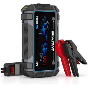 AVAPOW Car Jump Starter Battery Jumper Starter Portable Jump Boxes Car Battery Jump Starter Battery Pack with Jumper Cable 2000A for Vehicles (12V 8L Gas/6.5L Diesel Engine), LED Light/USB QC3.0