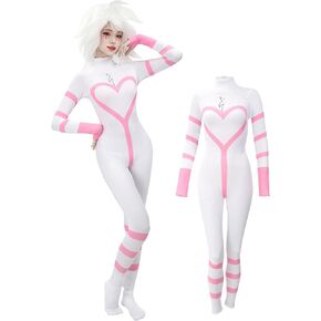 DAZCOS Cosplay Bodysuit for Women Men Costume Jumpsuit White Outfit for Halloween